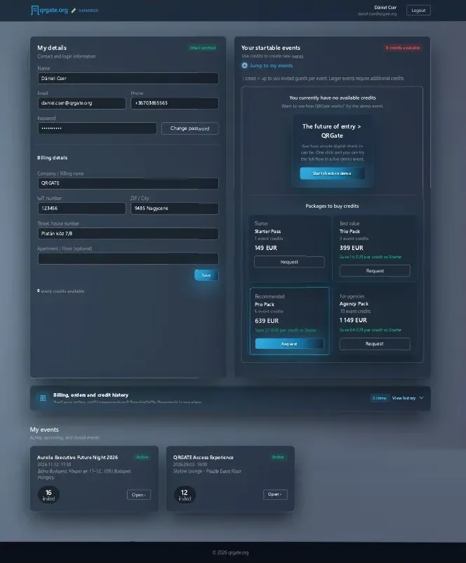 Live event dashboard